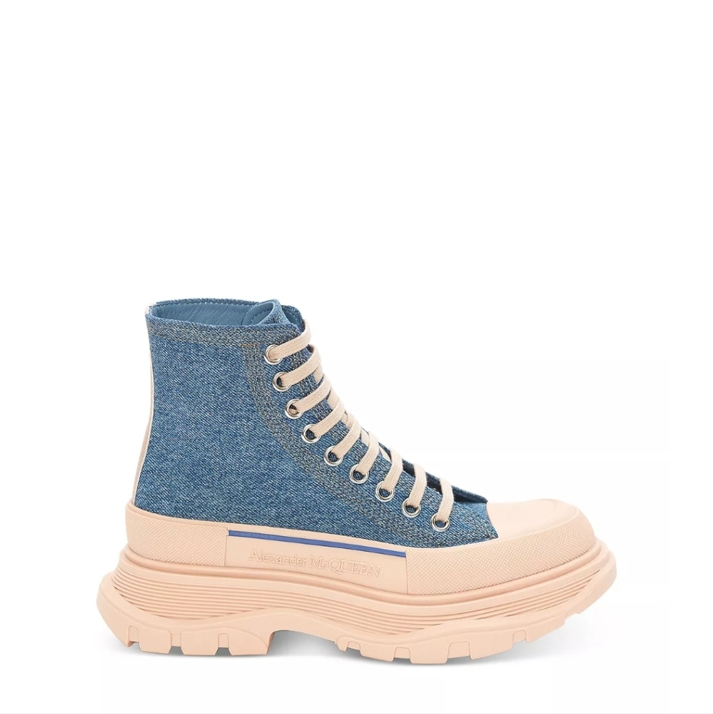 Alexander McQueen Women's Tread Slick Denim Platform Booties